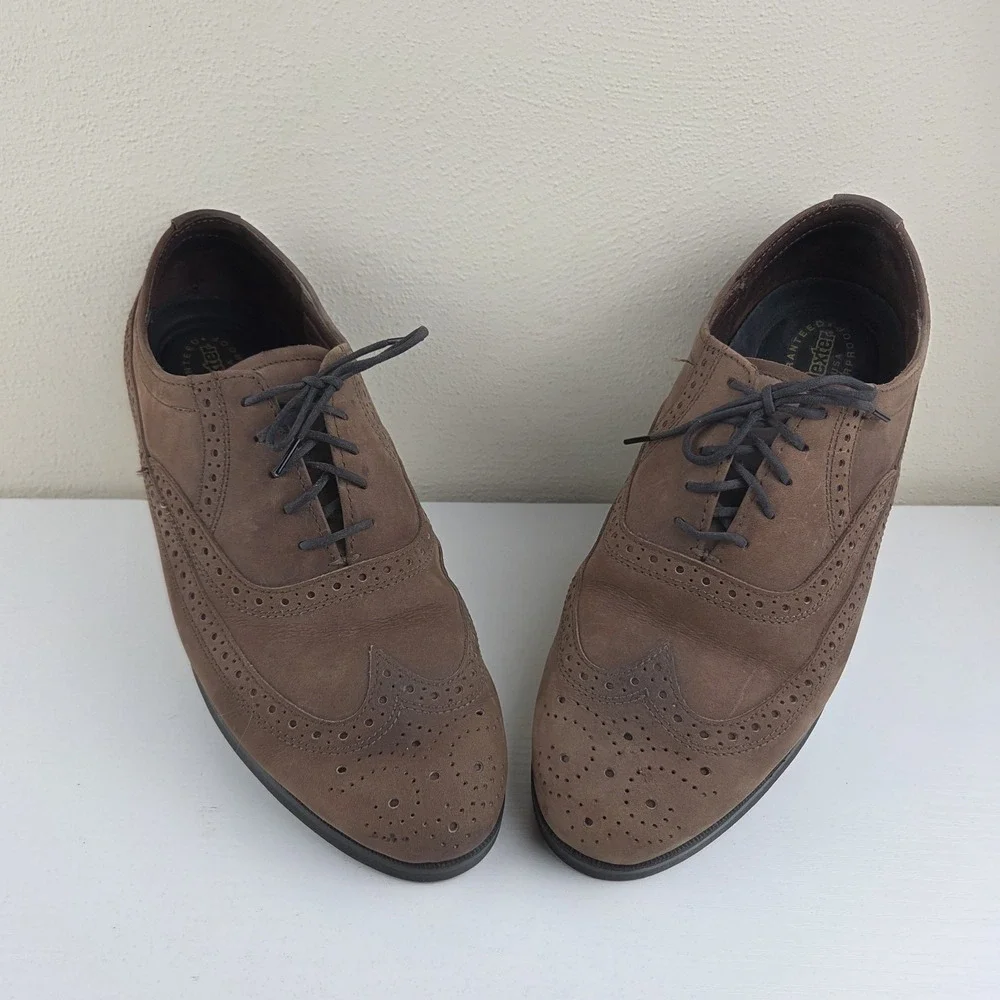 Dexter Men's Brown Suede Leather Waterproof Wing Tip Lace Up Shoes‎ Size 10.5 WW